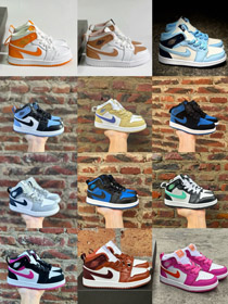 Nike NK Jordan Air Jordan 1 wear-resistant mid-top children'sshoes basketball -4111
